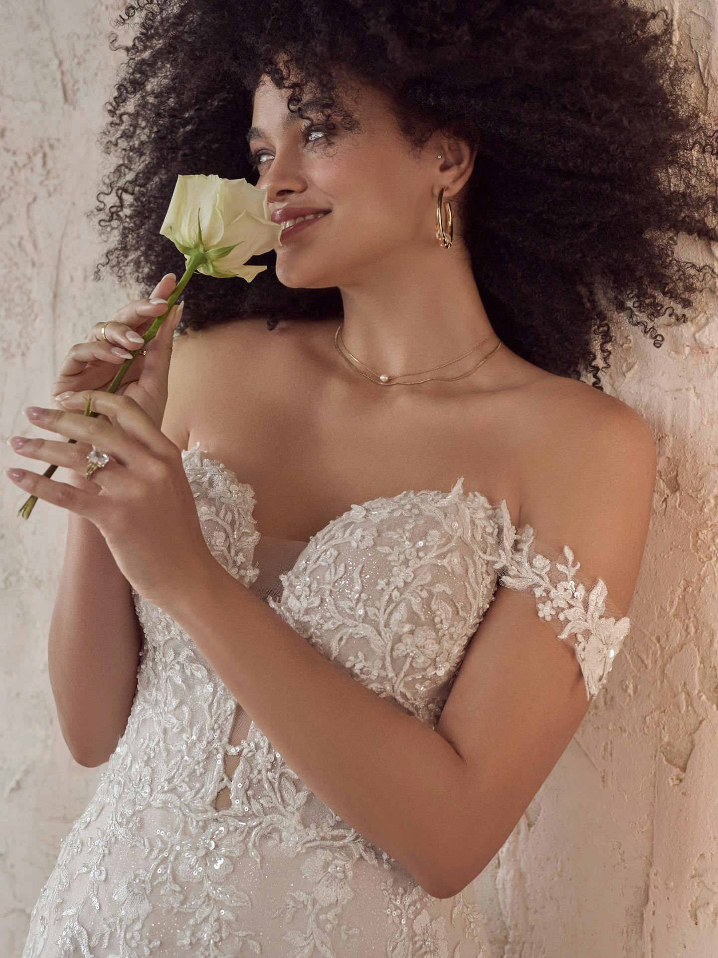 Maggie Sottero Lennon - Detachable Lace Off-The-Shoulder Cap Sleeve